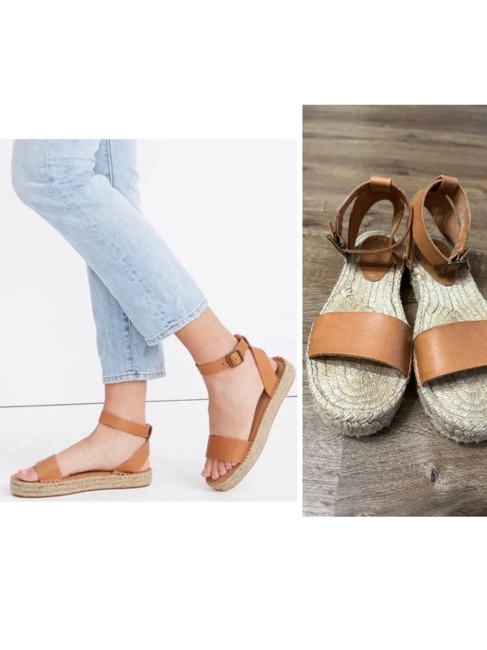 Soludos Cadiz Brown Leather Espadrilles Sandals 7.5